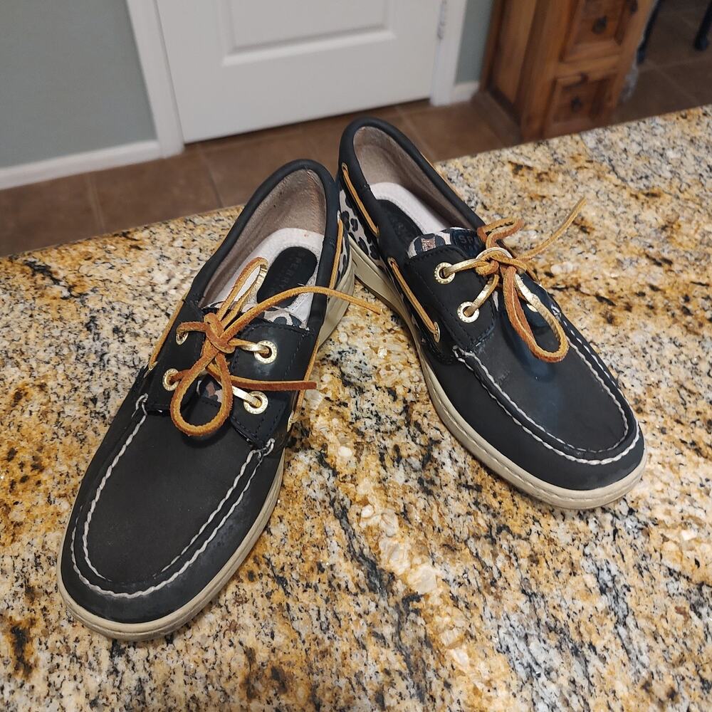 Sperry Women's Animal Print Leather Boat Shoes Size 6.5M ID 9174715